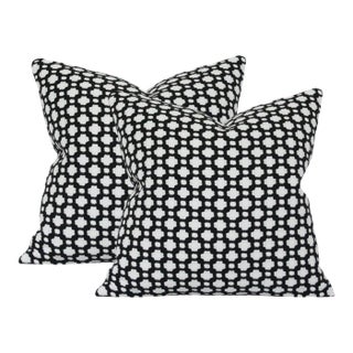 Schumacher Betwixt Black 17" Square Pillows With Feather Down Inserts - Pair For Sale