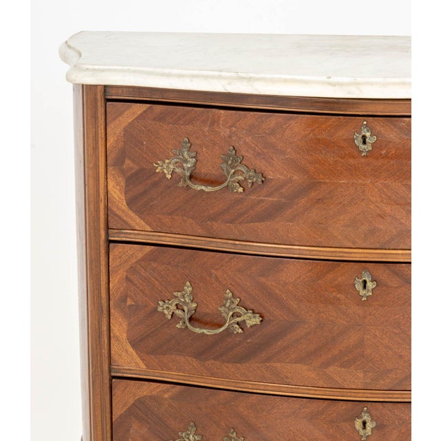 French Louis XV Style Walnut Parquetry Commode For Sale - Image 3 of 10