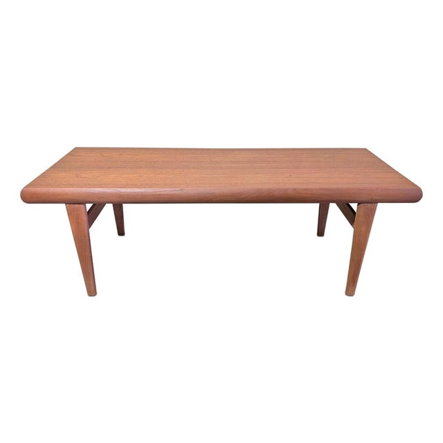 1950s Attributed to Johannes Andersen Teak Coffee Table w Hidden Side Table and Drawer - 102521 For Sale