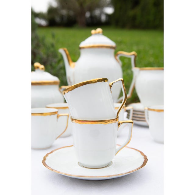 Porcelain Coffee Service for 9 from Rayaud Limoges, 1950s, Set of 23 For Sale - Image 3 of 10
