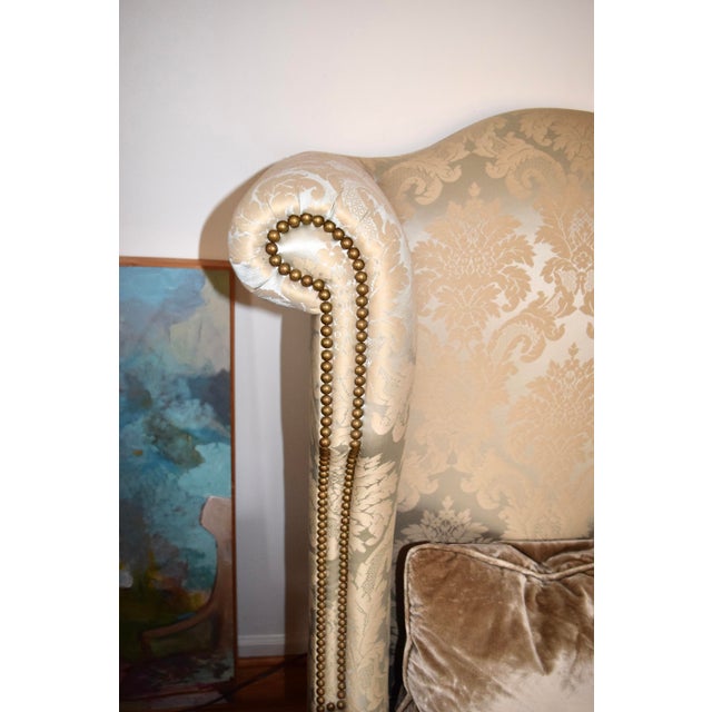 Sky Blue Lee Jofa William and Mary Wingback Chairs For Sale - Image 8 of 13