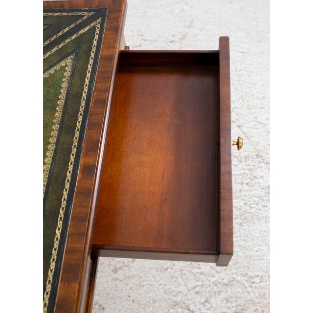 Maitland Smith Green Leather Top Mahogany Games Table | Chairish