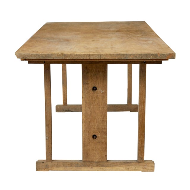 Late 19th Century Swedish Oak and Pine Trestle Table, 1880s For Sale - Image 5 of 9