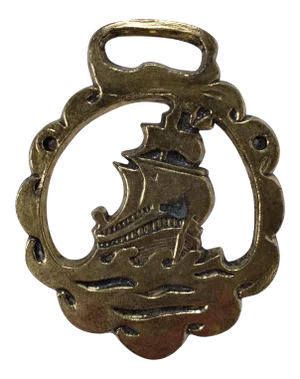 1940s Clipper Ship Brass Medallion