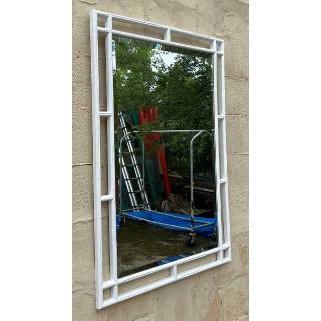 Late 20th Century Vintage Coastal Carved Bamboo Mirror For Sale - Image 5 of 6