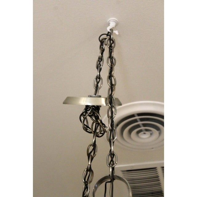 Wood 1970s Large Mid Century Modern Smoked Glass & Metal & Walnut Chandelier in Sonneman Style For Sale - Image 7 of 7