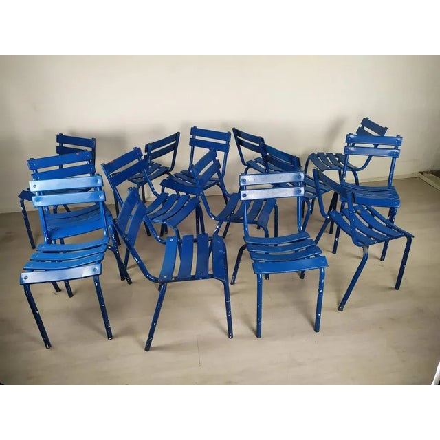 Blue Blue Metal Dining Chairs, Set of 14 For Sale - Image 8 of 18