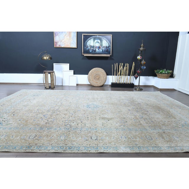 1970s Vintage Persian Handmade Wool Cotton Brown Area Rug For Sale - Image 4 of 11