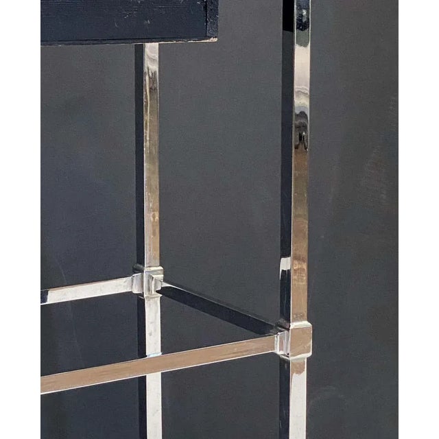 Art Deco Side Table of Black and Chrome With Drawer From England For Sale - Image 11 of 13