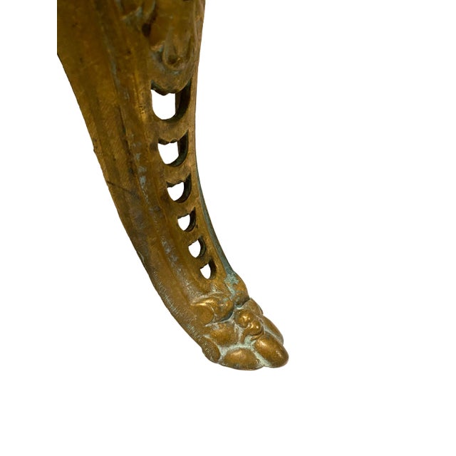 Rare, Large Antique English Jardinière With Brass Etchings and Lion Heads For Sale - Image 11 of 13