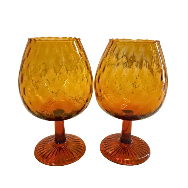 Mid-Century Modern Mid Century Empoli Optic Glass Brandy Snifter Vases, S/3 For Sale - Image 3 of 8