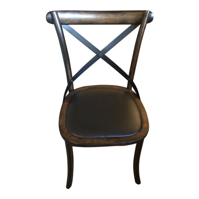 Wood & Metal Criss Cross Back Side Chair Chairish