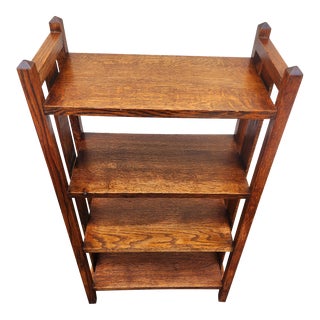 Early 20th Century Mission Oak Arts and Crafts Four Shelf Bookcase For Sale