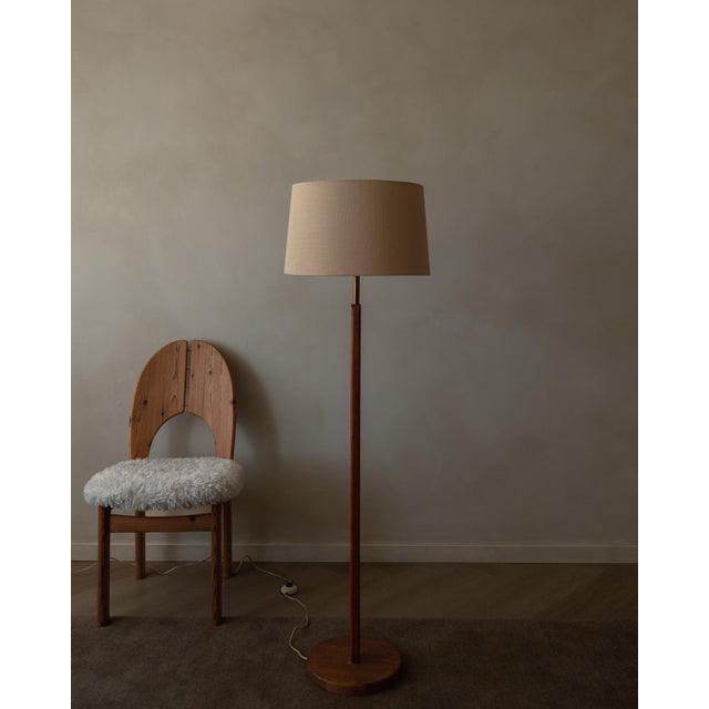 Mid-Century Modern Vintage Dutch Wooden Floor Lamp with Fabric Shade from Bony Design, 1970s-1980s For Sale - Image 3 of 9