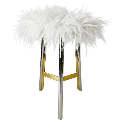 Metal Vintage Italian Hollywood Regency Stool with Faux Fur, 1950s For Sale - Image 7 of 7