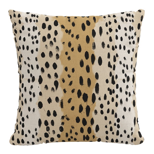 20" Decorative Pillow with Welt in Linen Leopard Caramel For Sale In Chicago - Image 6 of 6