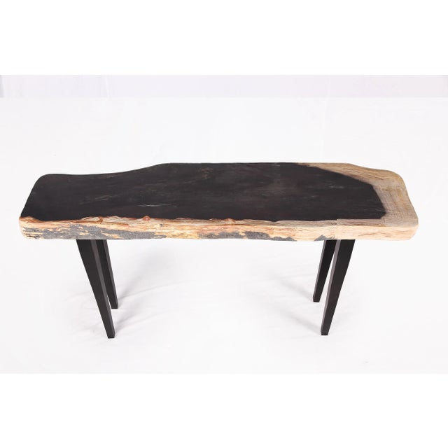 One Slab Living Edge Petrified Wood Console Table 51 For Sale - Image 4 of 6