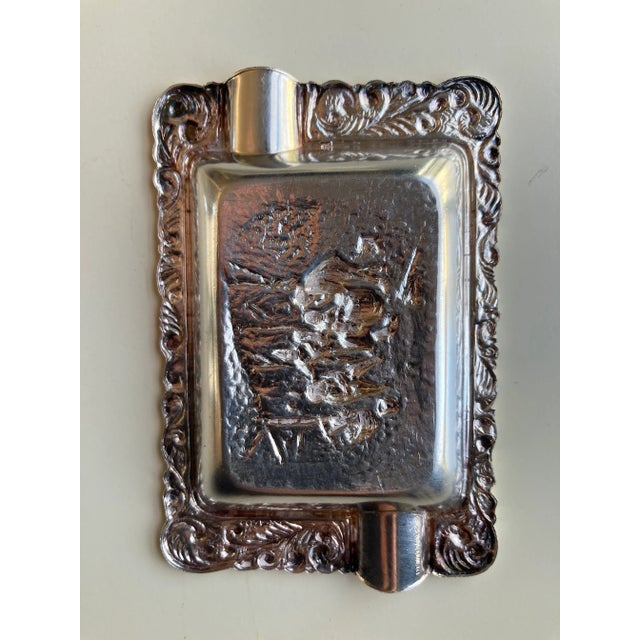 Mid-Century Modern Vintage 1970s Danish Silver Plated Ashtrays Set of 2 For Sale - Image 3 of 6