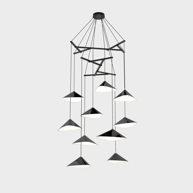 Daniel Becker 'Emily Vertikal 10' Chandelier in Matte White/Oak for Moss Objects For Sale - Image 9 of 12