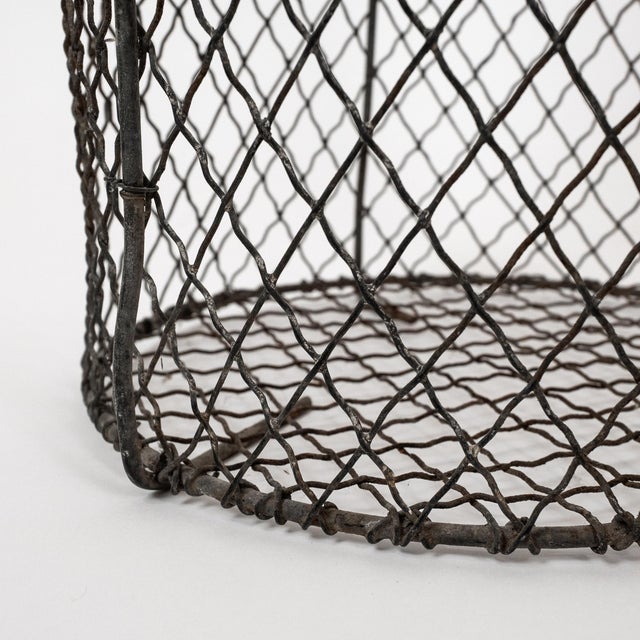1920s Antique Industrial Wire Waste Basket Trash Can – Circa 1920 For Sale - Image 5 of 6