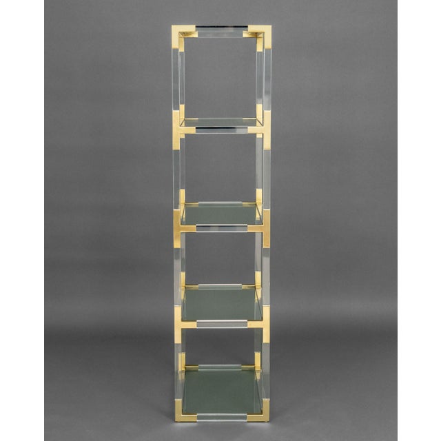 Transparent Vintage Jonathan Adler Modern Lucite and Brass Etagere For Sale - Image 8 of 9