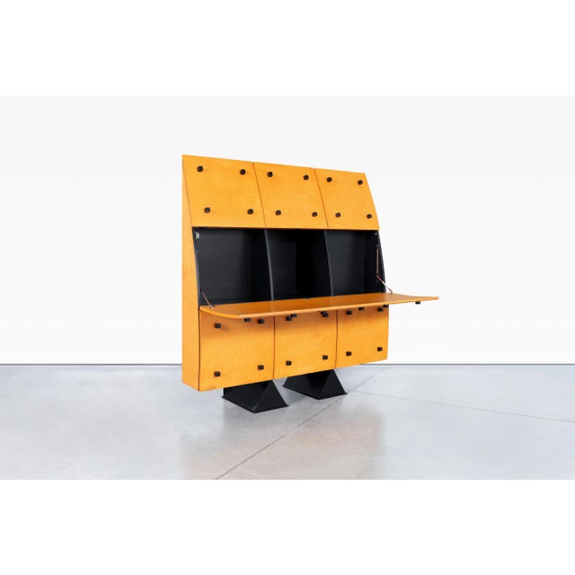 1980s Architectural French Modern Storage Cabinet by Jean-Louis Godivie For Sale - Image 5 of 12
