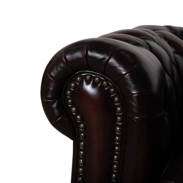 Vintage Chesterfield Leather Reddish Brown Chestnut Corner Sofa For Sale - Image 5 of 15