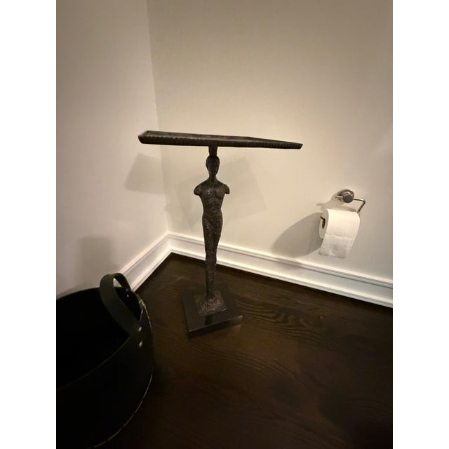 Global Views Giacometti‑Style Sculptural Side Table – Bronze Modern Art Accent Table For Sale In Chicago - Image 6 of 6