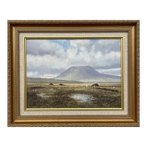 Irish Landscape Art - Original Oil Painting Slemish Mountain County Antrim Ireland by Irish Artist, 1990 Circa