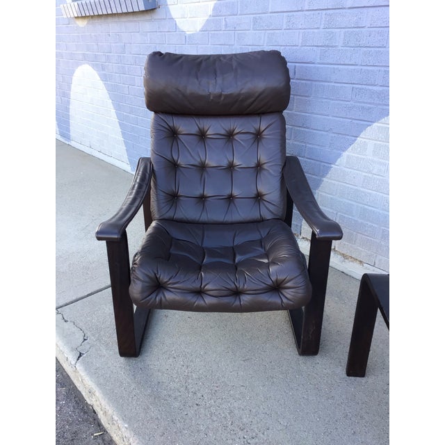 1960s 1960s Bjarne Dahlqvist Lounge Chair & Ottoman, Leather, Mid-Century Modern For Sale - Image 5 of 12