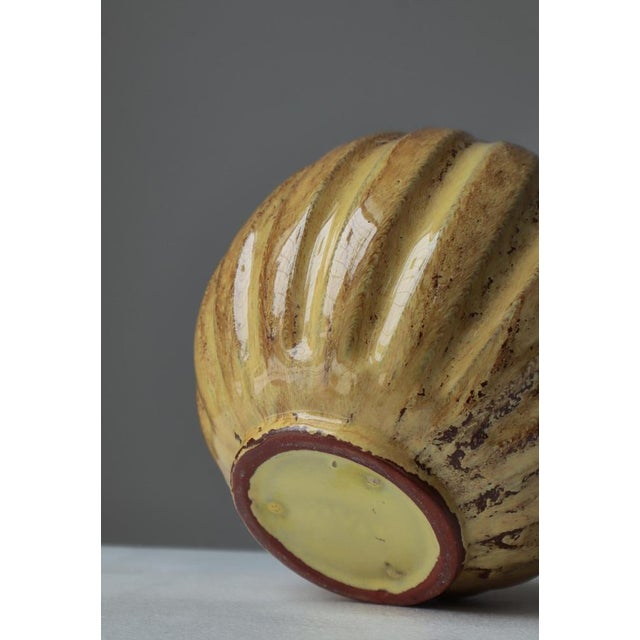 Art Deco Ceramic Vase in Yellow Glazing by Futurum for Upsala Ekeby, Sweden, 1930s For Sale - Image 9 of 12