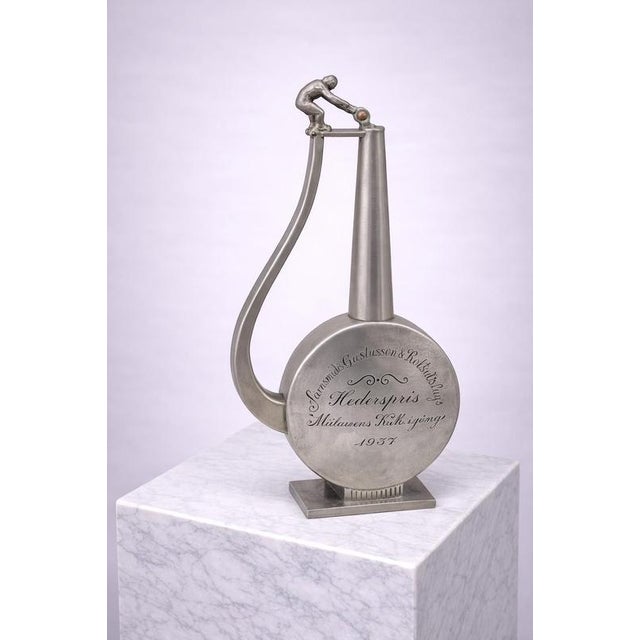 1930s Swedish Art Deco Pewter Figural Vase from GAB, 1937 For Sale - Image 5 of 8