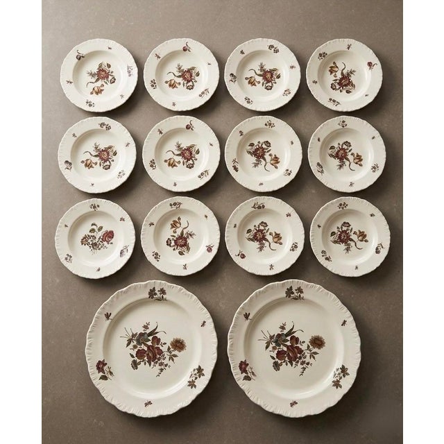 Ivory Set of 14 Antique Wedgwood Etruria Floral Dinner Service For Sale - Image 8 of 9