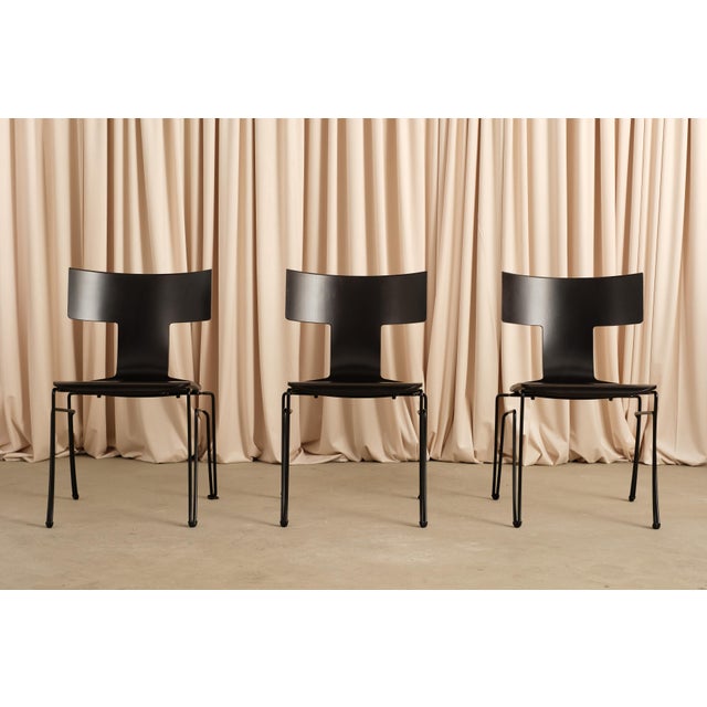 Vintage Ebonized Anziano Chair Attributed to John Hutton for Donghia, Set of 6 For Sale - Image 12 of 13