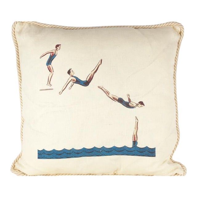 Back Jack Knife Dive Linen Pillow For Sale