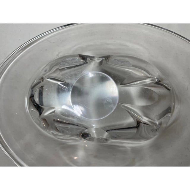 Large High Quality Vintage Hand Blown Orrefors Clear Glass Centerpiece Oval Bowl For Sale - Image 11 of 13