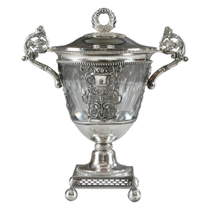 French Restoration Era Silver and Crystal Candy Dish