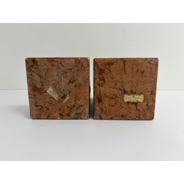 Vintage Italian Alabaster Bookends – Art Deco Style Brown Veined Stone Pair For Sale - Image 14 of 14