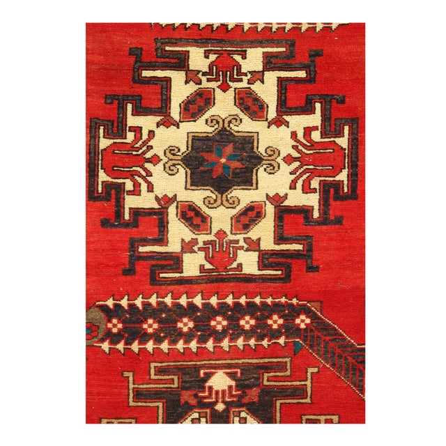 Traditional Rust Persian Hand Knotted Antique Heriz Runner For Sale - Image 3 of 3