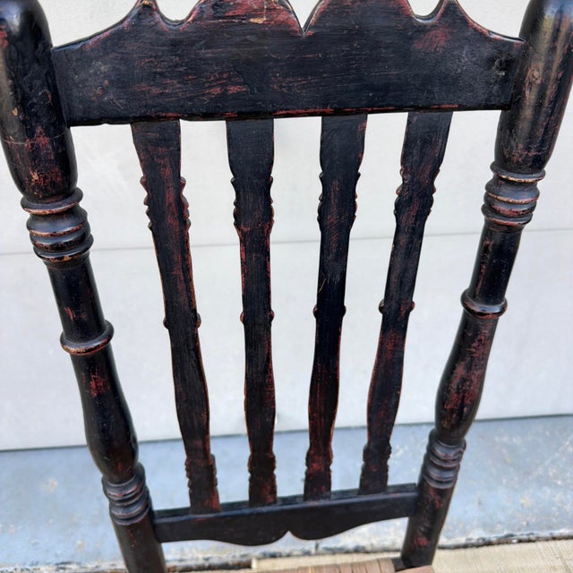 Farmhouse Antique Black-Painted New England Banister-Back Side Chair, Circa 1750s For Sale - Image 3 of 18