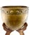 English Vintage Hammered Brass Jardiniere With Carved Wooden Stand For Sale - Image 3 of 9