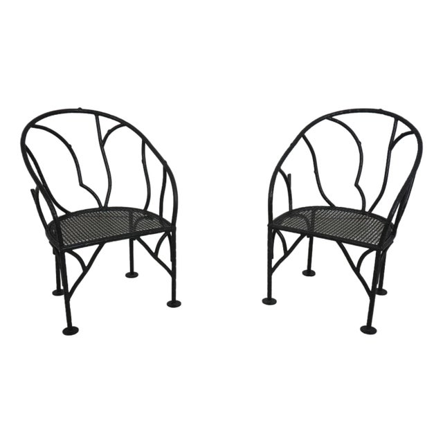Pair of Winterthur Faux Bois Iron Chairs For Sale