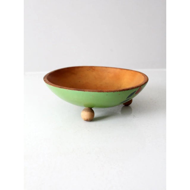Vintage Hand-Painted Footed Wood Bowl For Sale - Image 6 of 9