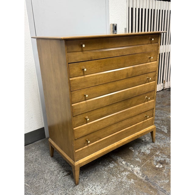 Mid-Century Modern Heywood Wakefield Cadence High Chest of Drawers, Vintage For Sale - Image 3 of 12