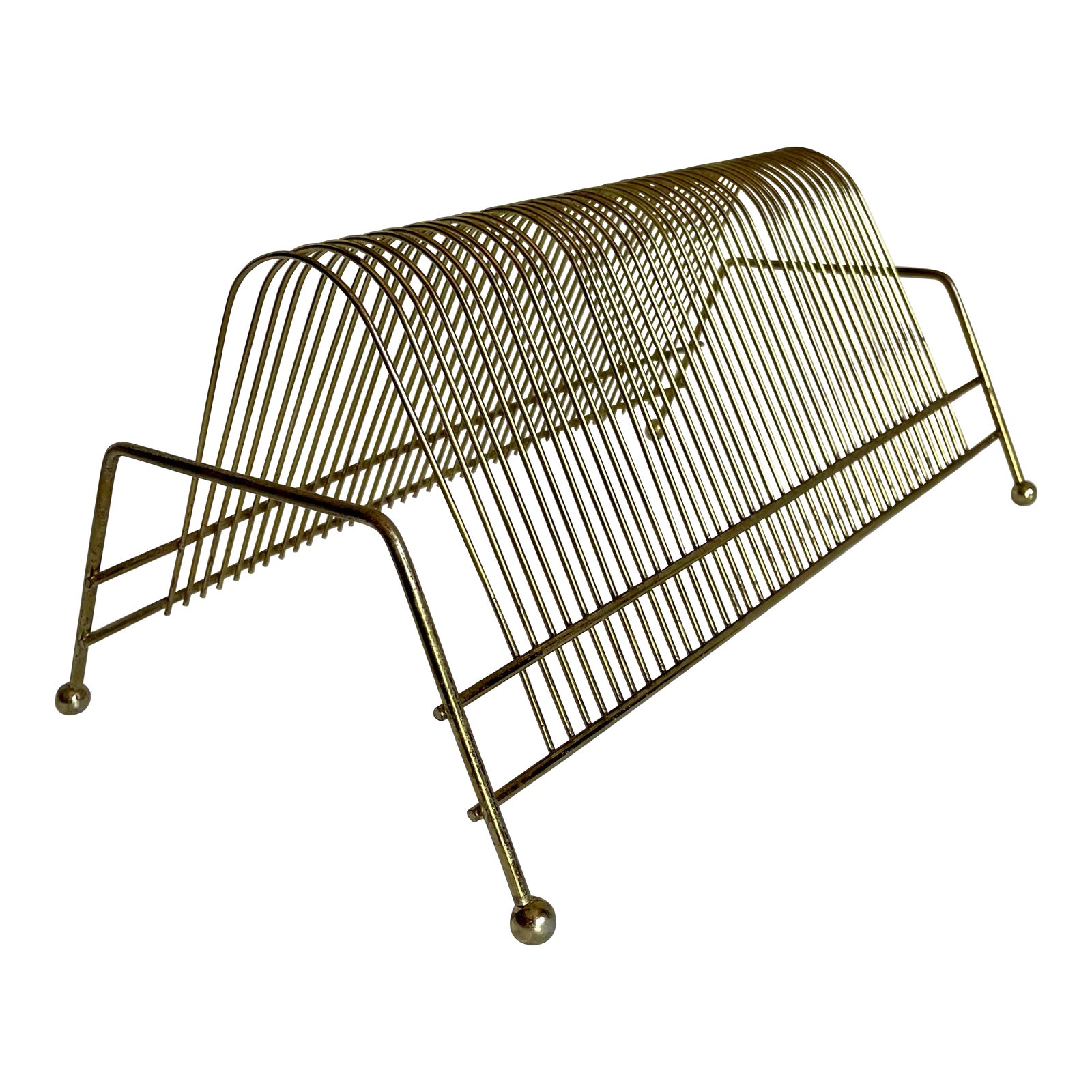 MCM Gold Metal Wire Record Holder Rack Chairish