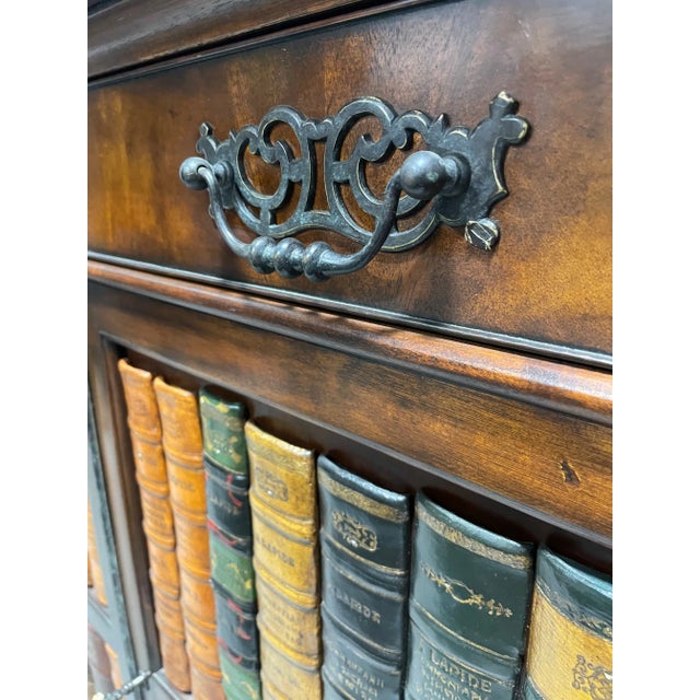 Late 20th Century Mahogany Door Cabinet With False Books on Door Fronts For Sale - Image 10 of 11