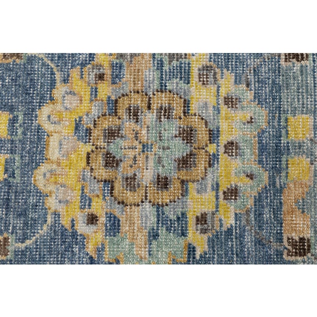 12x15 Hand-Knotted Modern Tabriz Style Wool Area Rug in Blue & Gold For Sale In New York - Image 6 of 12
