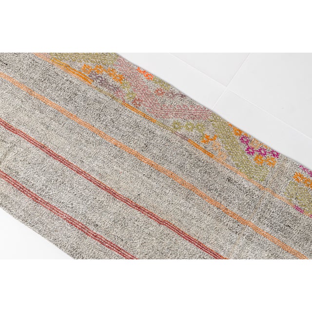 Nautral Vintage Wool Kilim Runner For Sale - Image 4 of 9