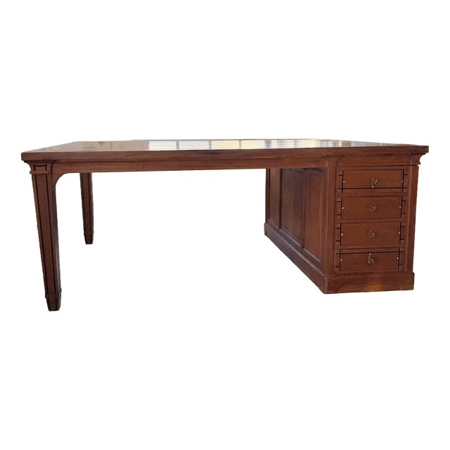 Antique Double-Sided Desk with Walnut Countertop, 1900s For Sale