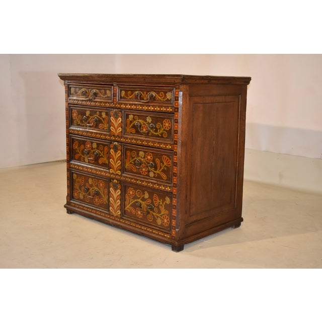 Wood Early 18th Century Jacobean Decorated Chest of Drawers For Sale - Image 7 of 8